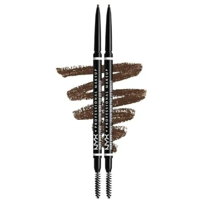 Afbeelding van NYX Professional Makeup Micro Brow Pencil, ultrafijn potlood, dubbel uiteinde, met intrekbare vulling en borstel, 2 stuks, kleur: brunette (06)