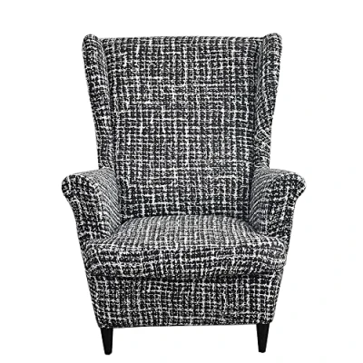 Afbeelding van CHNSHOME Hoes voor oorfauteuil, rekbaar, overtrek met oren, 2 delig, beschermhoes, bedrukte oorfauteuilhoes