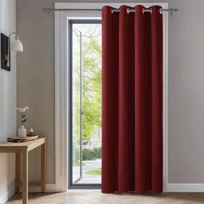 Afbeelding van Deconovo Warmte isolerende verduisteringsgordijnen, gordijnen voor meisjesslaapkamer, modern design met oogjes, 140 x 240 cm (breedte hoogte), nr. l donkerrood, 1 stuk