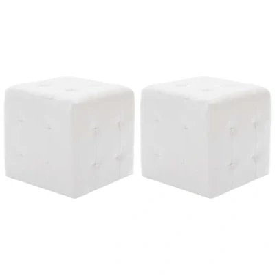 Image de vidaXL Poufs 2 pcs Blanc 30 x cm Similicuir278389