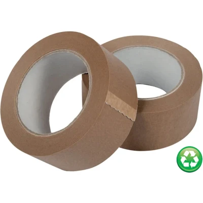 Afbeelding van Verpakkingstape IEZZY papier 50mm x 50 meter 80p gerecycled bruin