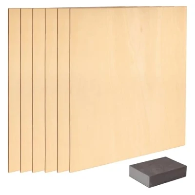 Afbeelding van Belle Vous Set van 6 multiplexhouten platen 2 mm 30 x cm Ruwe houten plank Perfect voor lasersnijden, schilderen, modelleren, graveren, afgeschuind en pyrografie
