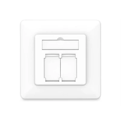 Image de Digitus Plaque montrable encastrable CAT 6a blindé RJ 45 X 2 blanc, RAL 9003