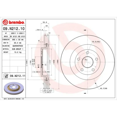 Afbeelding van Brembo Remschijf 09.N212.11