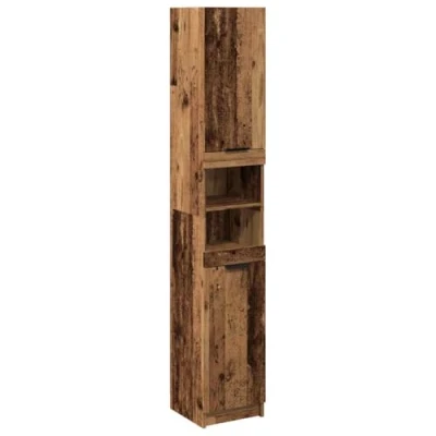 Afbeelding van Badkamerkast 32x34x188,5 cm bewerkt hout oud houtkleurig