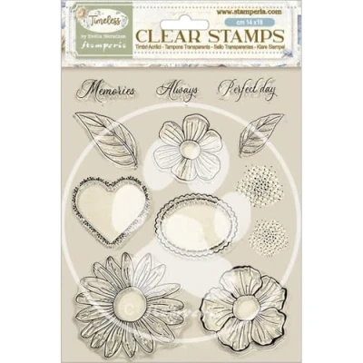 Afbeelding van Stamperia Timeless Clear Stamps Flowers and Hearts (WTK221)