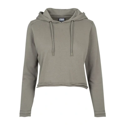 Afbeelding van Urban Classics Cropped Terry Hoody Hoodie, Dames, Maat: Large, Army green