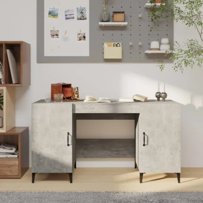 Afbeelding van Bureau 140x50x75 cm bewerkt hout betongrijs