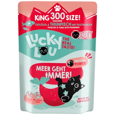 Afbeelding van 6x300g Lucky Lou Adult Gevogelte &amp; Tonijn nat kattenvoer