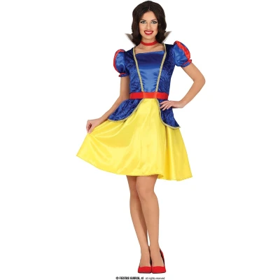 Afbeelding van Guirca Sneeuwwitje Kostuum Beeldschone Prinses Vrouw Blauw, Rood, Geel, Wit / Beige Maat 38 40 Carnavalskleding Verkleedkleding