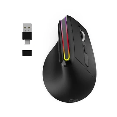 Afbeelding van Mobility Lab Ergonomische draadloze muis RGB instelbare precisie, 2 in 1 USB of C ontvanger, Bluetooth verbinding, stille klikken, energiebesparende modus