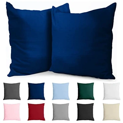 Afbeelding van Kussensloop, 80 x cm, versterkt katoen, 2 stuks, donkerblauw, dicht geweven, 57 draden/cm², kussensloop Oeko Tex gecertificeerd