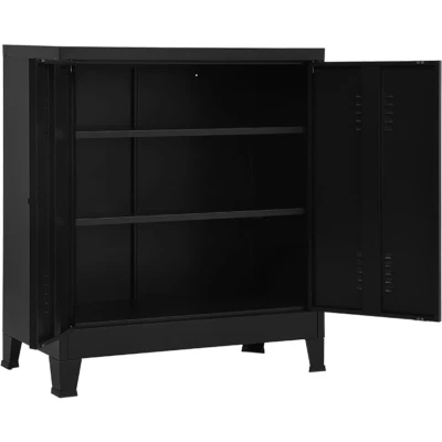 Afbeelding van Archiefkast industrieel 90x40x100 cm staal zwart