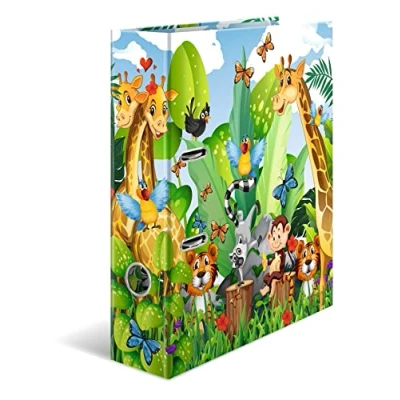 Image de HERMA classeur A4 Jungle de 7 cm large, à anneaux avec motif maternelle, coloré impression intérieure pour garçons, filles et enfants