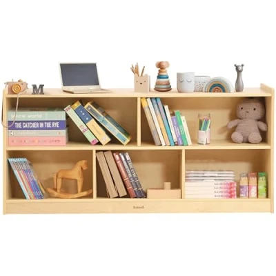 Afbeelding van Bateso Speelgoedopbergrek, boekenkast met 2 niveaus voor kinderen, 5 kubussen kinderkamer, speelkamer, klaslokaal, kleuterschool