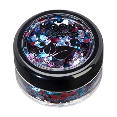 Afbeelding van Moon Glitter Milieuvriendelijke biologisch afbreekbare glitter, 100% biologische cosmetica voor gezicht, lichaam, nagels, haar en lippen, 3 g, betoverd