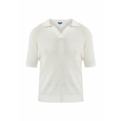 Afbeelding van Mexx Open Knit Polo Buttonless Off White Heren Maat L