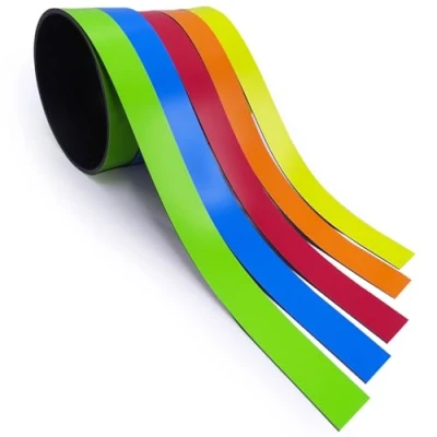Afbeelding van 5 stuks bijpassende magneetstrips ca. 1 cm x m voor het markeren op whiteboard magnetische etiketten I mag_210