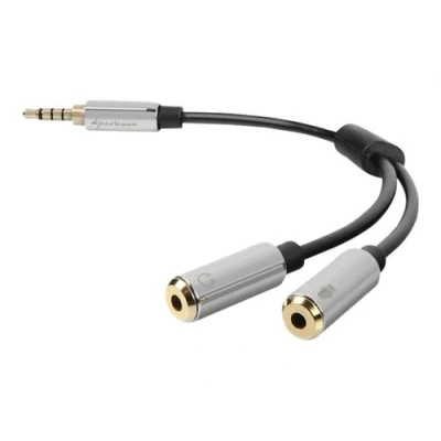 Image de Sharkoon PMP35 Adaptateur audio mini jack 4 pôles mâle pour phone stereo 3.5 mm femelle 12 cm