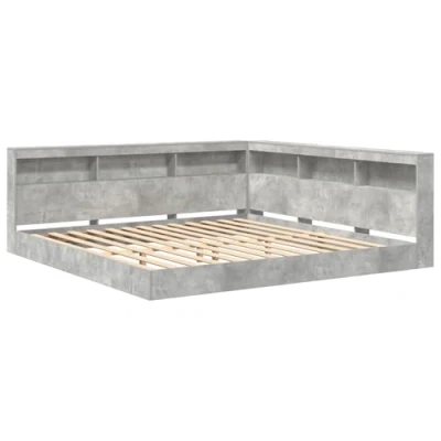Afbeelding van vidaXL Boekenkast Bed met plank 2 pcs Betongrijs 180 x 200 cm Beton