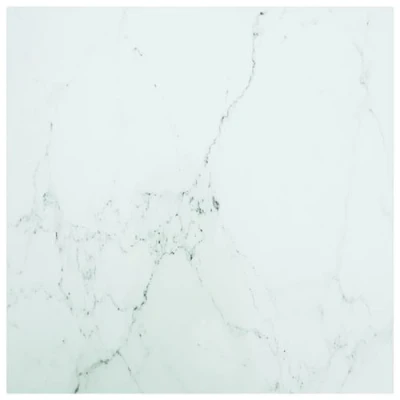 Afbeelding van Tafelblad marmerontwerp 6 mm 70x70 cm gehard glas wit