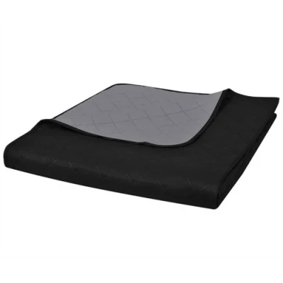 Afbeelding van Bedsprei gewatteerd dubbelzijdig 230x260 cm zwart/grijs