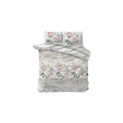Afbeelding van Dekbedovertrek Lovely Flower Lits jumeaux (240x220 cm) Katoen Bloemen Beige Sleeptime Ga naar Dekbed Discounter.nl &amp; Profiteer