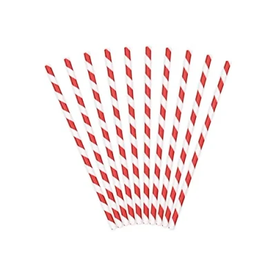 Afbeelding van Partydeco Rietjes Stripes Wit/Rood (10 stuks)