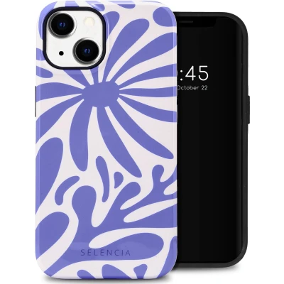 Afbeelding van Selencia Hoesje Geschikt voor iPhone 14 Vivid Backcover Modern Bloom Sapphire Blue