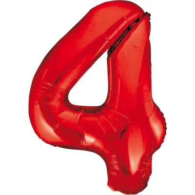 Afbeelding van Cijfer Ballon 4 Rood 86 cm