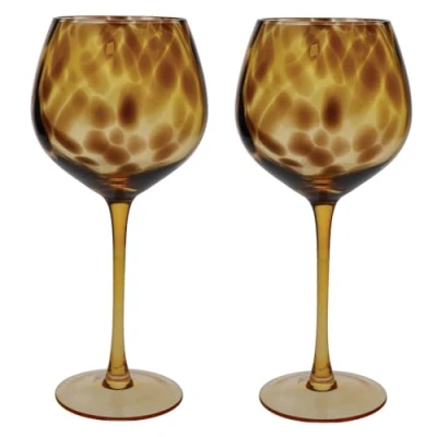 Afbeelding van BarCraft Ginglazen met motiefje set van 2 schildpadafwerking in geschenkverpakking 550ml