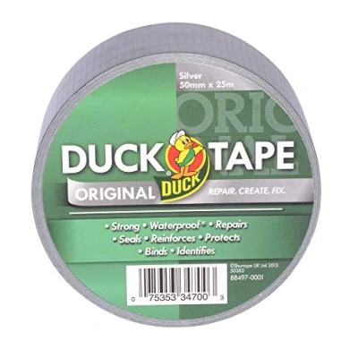 Afbeelding van Duck originele zilveren tape, 50 mm x 25 m. De reparatietape met hoge sterkte en waterdicht voor leidingen leidingen.