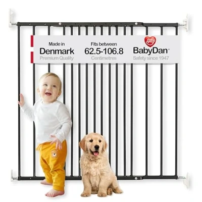 Afbeelding van BabyDan Streamline hoog Traphek zonder drempel ZWART 62.5 106.8cm en 104cm
