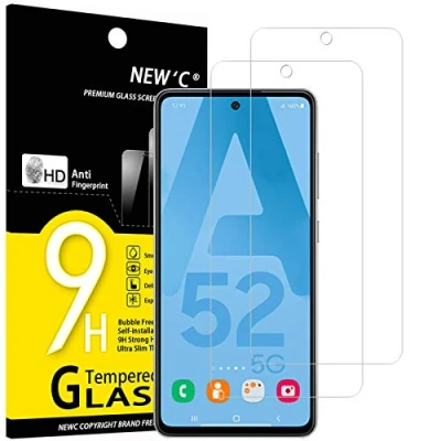 Image de NEW&#039;C Lot de 2, Verre Trempé pour Samsung Galaxy A52, A52 5G, A52S Film Protection écran Anti Rayures sans Bulles d&#039;air Ultra Résistant (0,33mm HD Transparent) Dureté 9H Glass