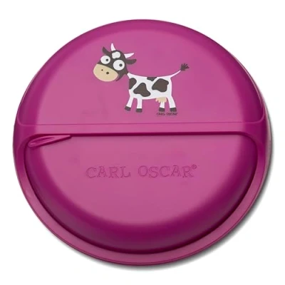 Afbeelding van Carl Oscar SnackDisc Take away opbergdoos kunststof roze koe D 15 cm H 4.5