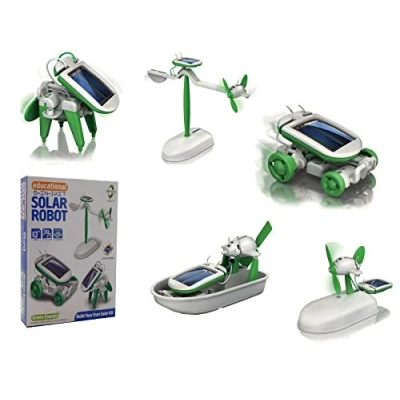 Afbeelding van 6 in 1 Solar Kit Voor Onderwijs Bouwen Robot Speelgoed Auto Vliegtuig Puppy Airboot Windmill