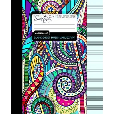 Afbeelding van Blank Sheet Music: Music Manuscript Paper / Staff Musicians Notebook [ Book Bound (Perfect Binding) * 12 Stave 100 pagina&#039;s Large Carnival ]