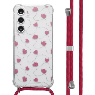 Afbeelding van imoshion Design hoesje met koord voor de Samsung Galaxy S24 FE Dusty Rose Connected Hearts