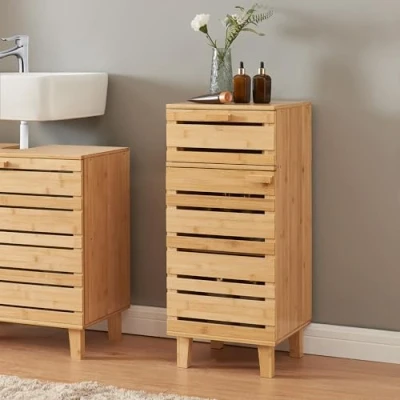Afbeelding van Badkamerskast Epind bamboe 75x33x30 cm naturel [en.casa]