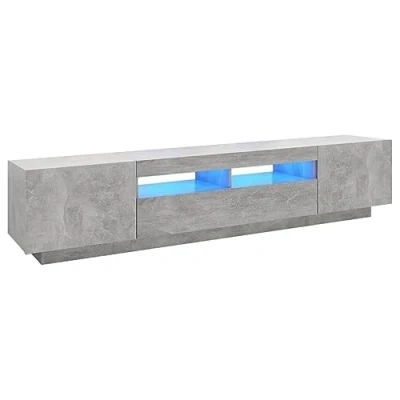 Image de vidaXL Meuble TV avec lumières LED Gris béton 200x35x40 cm3081910