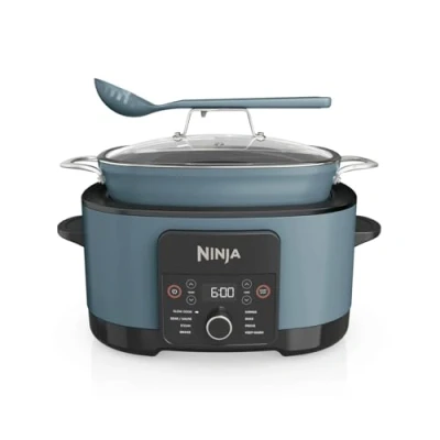 Afbeelding van Ninja Foodi PossibleCooker 8 L, Multicuiseur et Mijoteuse en 1, Cuve antiadhésive, Cuillère Couvercle, Appareil de cuisson, Mijoter, Cuir à la vapeur, Saisir, Rôtir, portions, Gris, MC1001EU