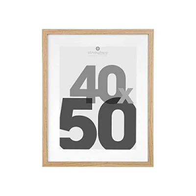 Afbeelding van Fotolijst Hout Glas 40 X 50 CM Wissellijst met passe partout Glazen Posterlijst