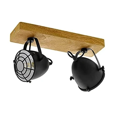 Afbeelding van EGLO Gatebeck wand/plafondlamp 2 lichts E14 hout/zwart
