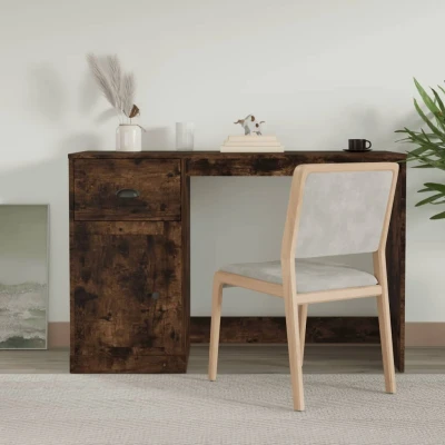 Afbeelding van Bureau met lade 115x50x75 cm bewerkt hout gerookt eikenkleurig