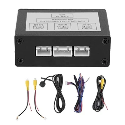 Afbeelding van auto videobesturingsbox, converter voor camera, achteraanzicht, kanaal, video omschakeling, bediening van de camera