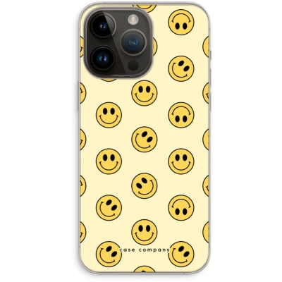 Afbeelding van Case Company® hoesje geschikt voor iPhone 14 Pro Max Smiley N2 Soft Cover Telefoonhoesje Bescherming aan alle Kanten en Schermrand