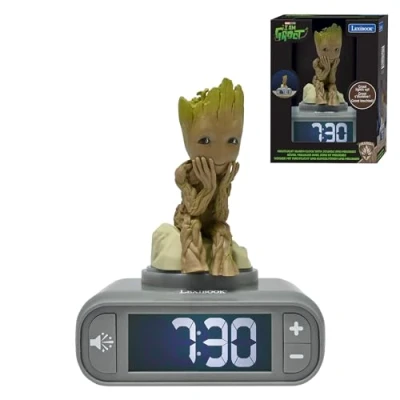 Afbeelding van LEXIBOOK, Marvel Guardians of the Galaxy, Groot nachtlampje, geluiden en melodieën, lcd display met achtergrondverlichting, herhaling, grijs/bruin, één maat