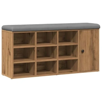 Afbeelding van vidaXL Schoenenbank 102x32x50 cm bewerkt hout artisanaal eikenkleur
