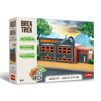 Afbeelding van Trefl Brick Trick: Autoworkshop/Service Station Bouw van baksteen, Eco stenen blokken 150 stenen, voor bouwliefhebbers, creatieve set kinderen vanaf 6 jaar