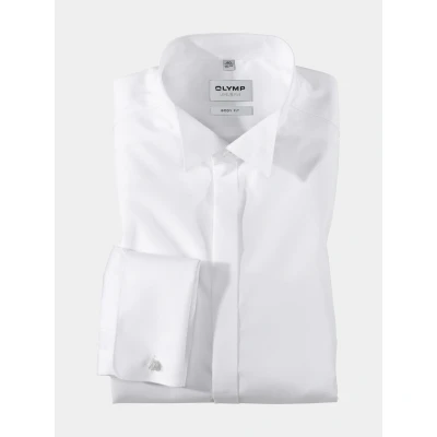 Afbeelding van OLYMP Level 5 Smokingshirt SL7 Wit maat 37 Heren met Slim fit Pasvorm Stretch Suitable Herenkleding